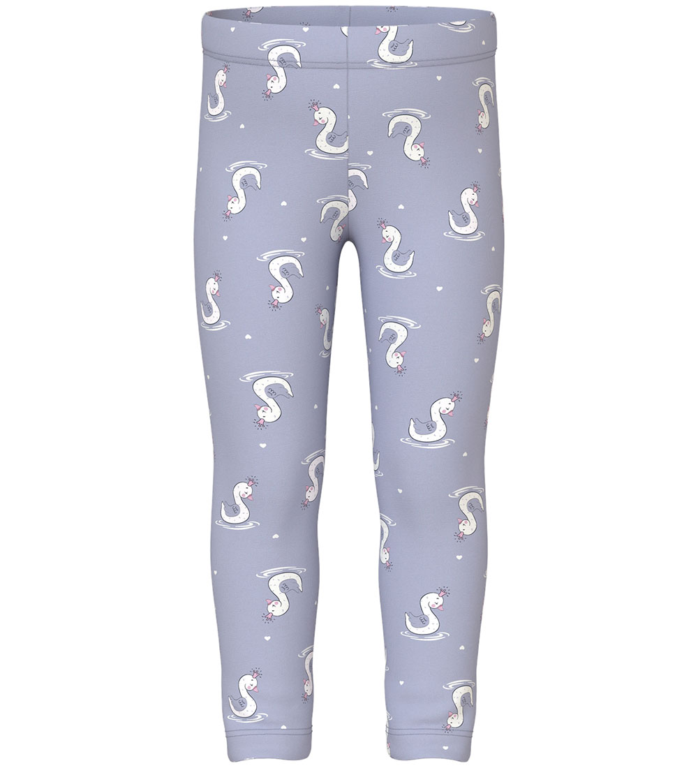 Name It Leggings - NmfDavina - Icelandic Blue/Swans