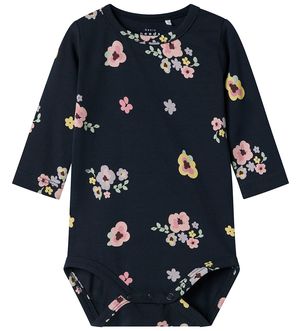Name It Bodysuit L/æ - NbfVandora - Dark Sapphire/Flowers