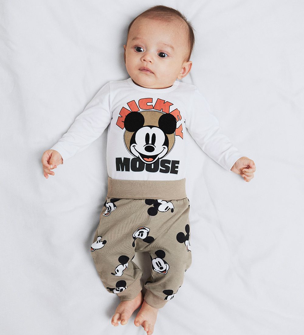 Name It Samfella L/æ - NbmOsi Mickey - Bright White