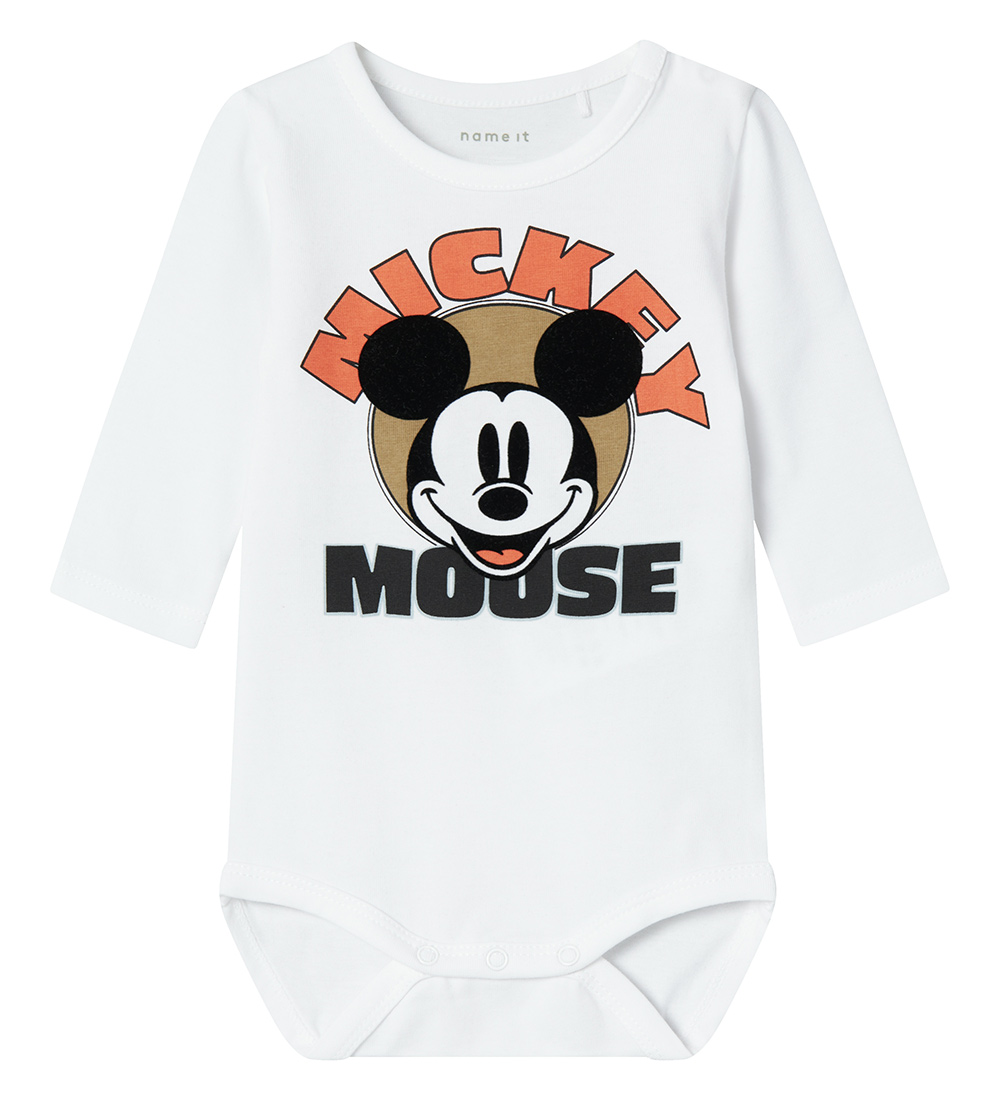 Name It Samfella L/æ - NbmOsi Mickey - Bright White