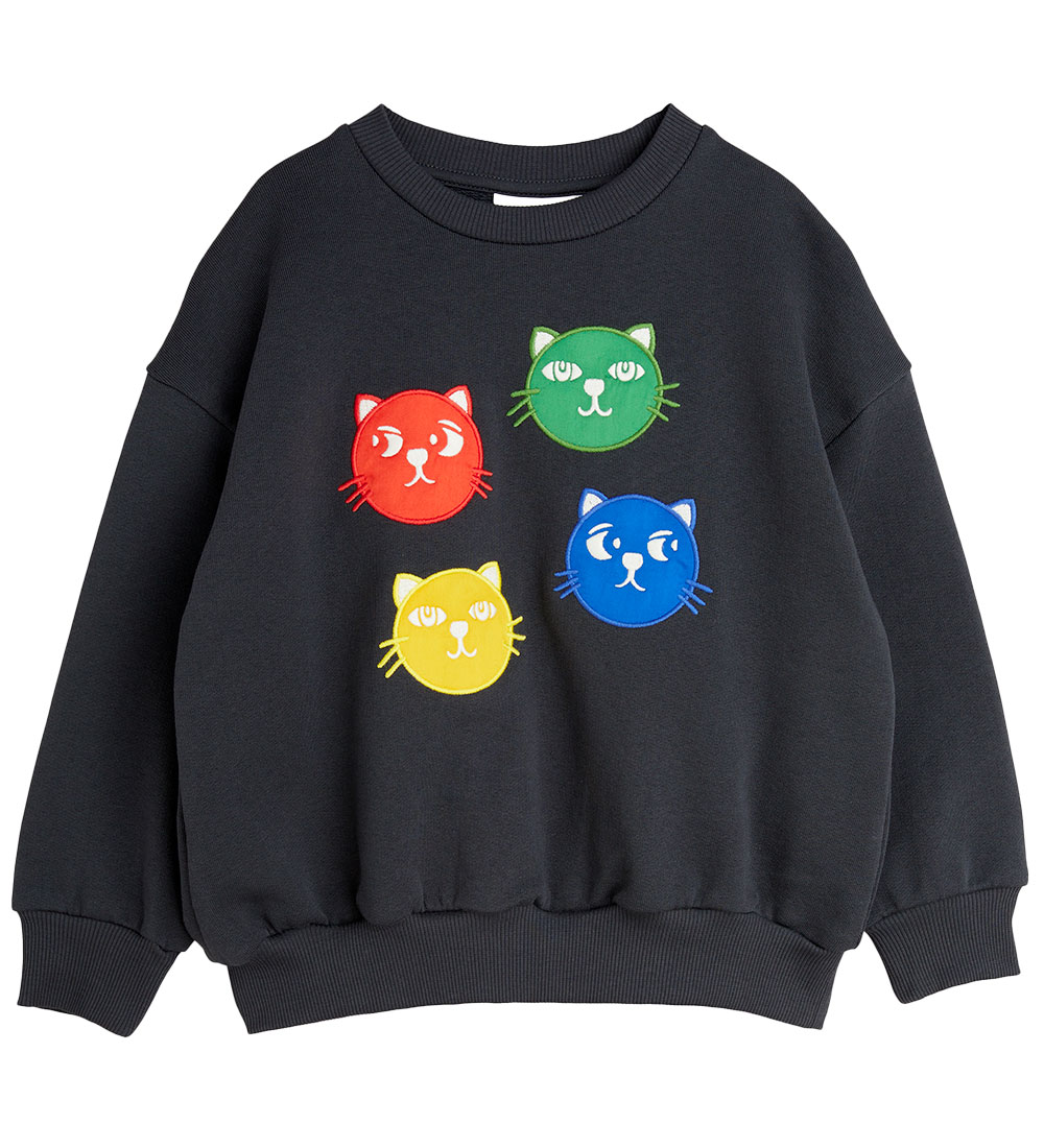 Mini Rodini Sweatshirt - Cool Katten - Black