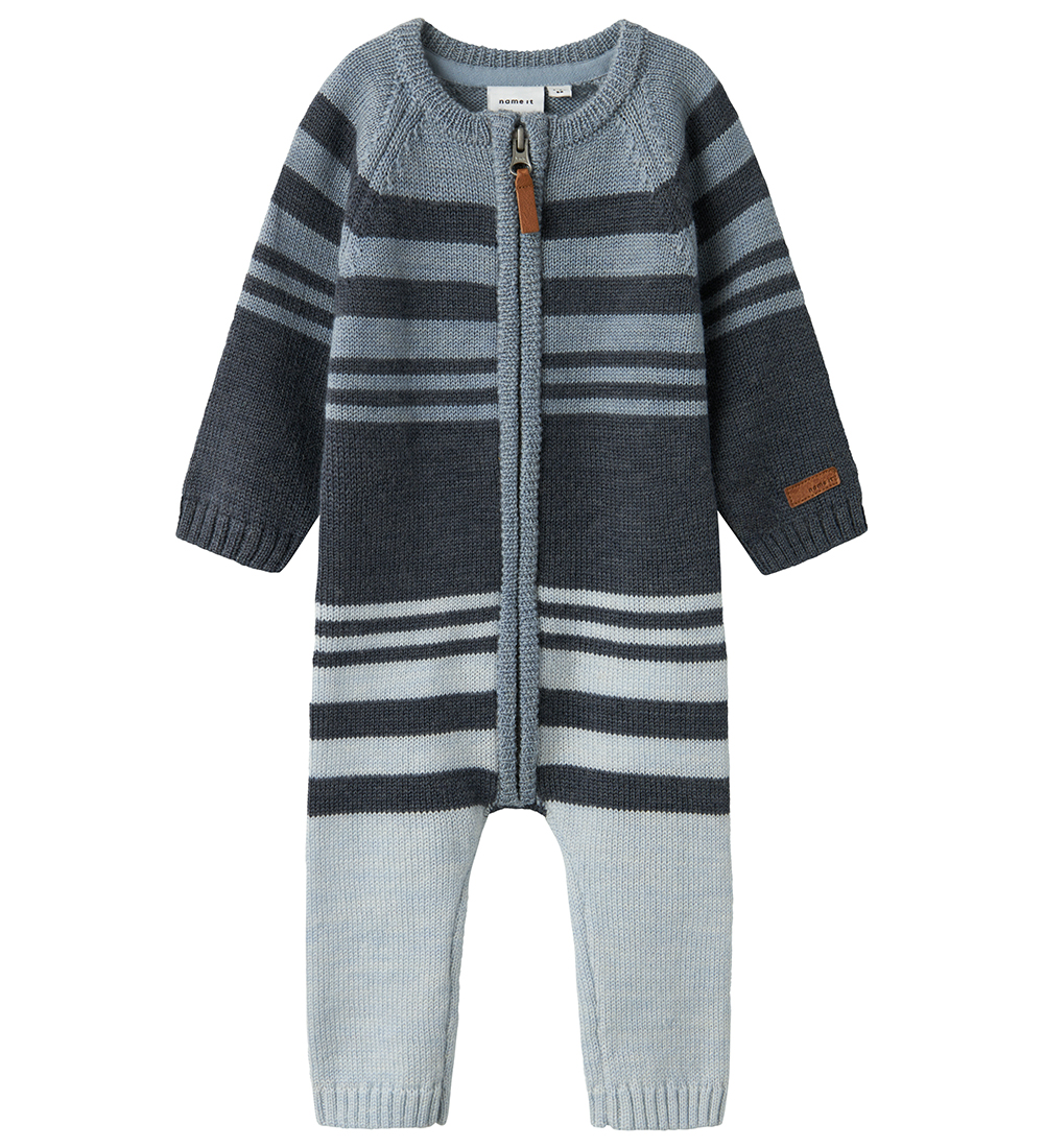 Name It Jumpsuit - Wool - NbmWriss - Ombre Blue w. Stripes