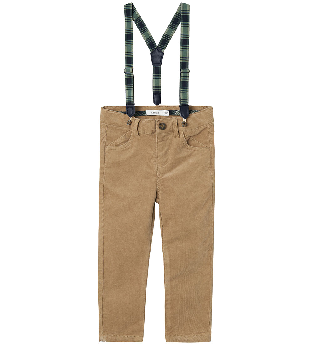 Name It Corduroy Trousers w. Suspenders - NmmRyan - Weathered Te