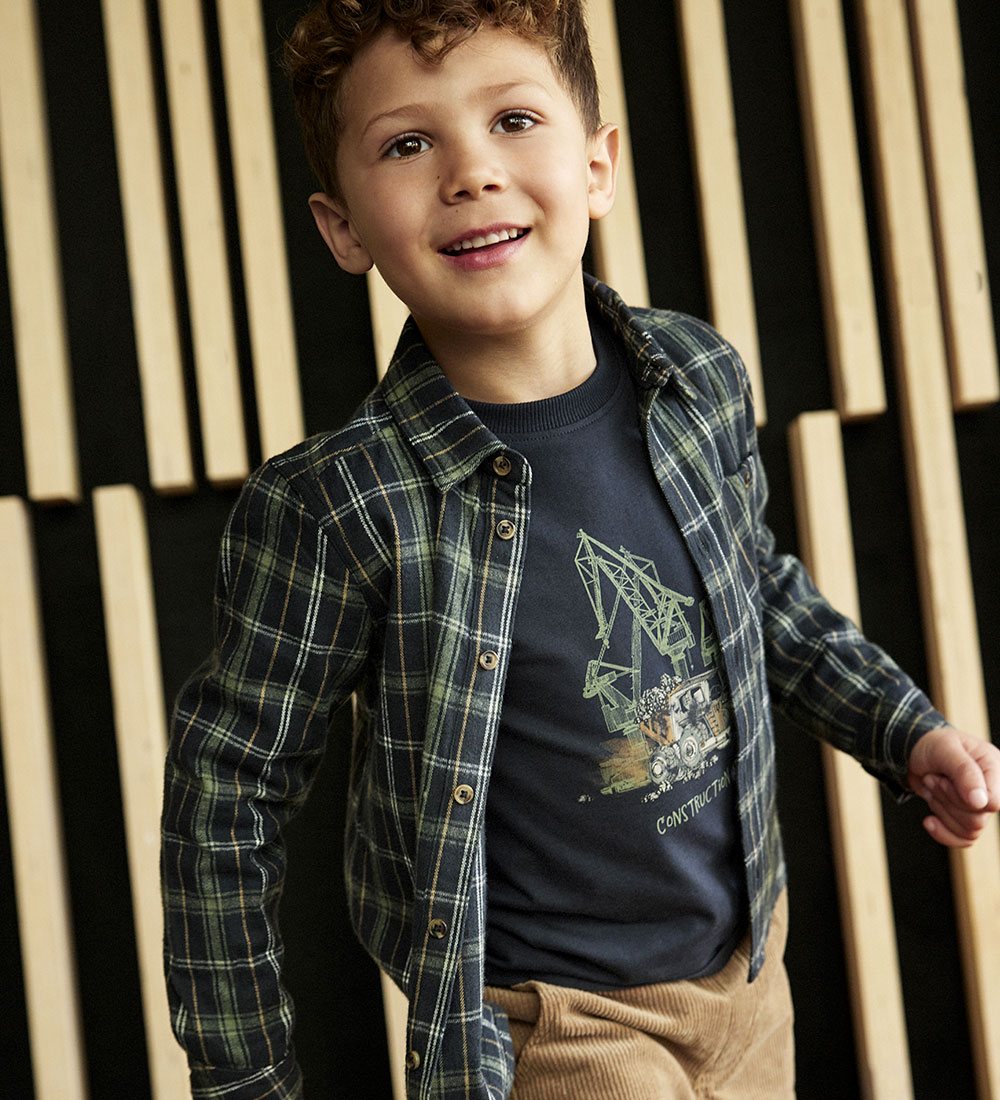 Minymo Overhemd - Dark Navy m. Ruiten