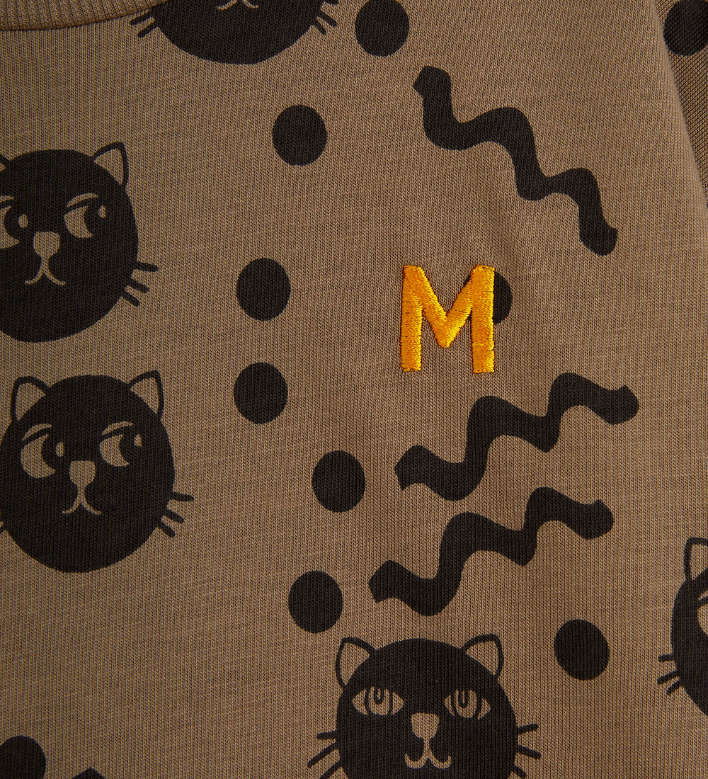 Mini Rodini Blússa - Squiggly kettir - Brown