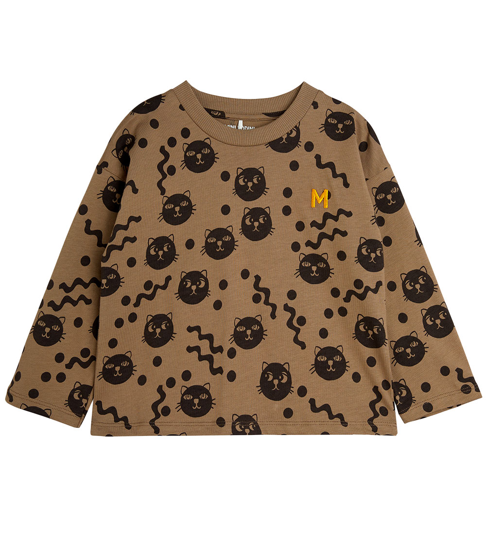 Mini Rodini Blússa - Squiggly kettir - Brown