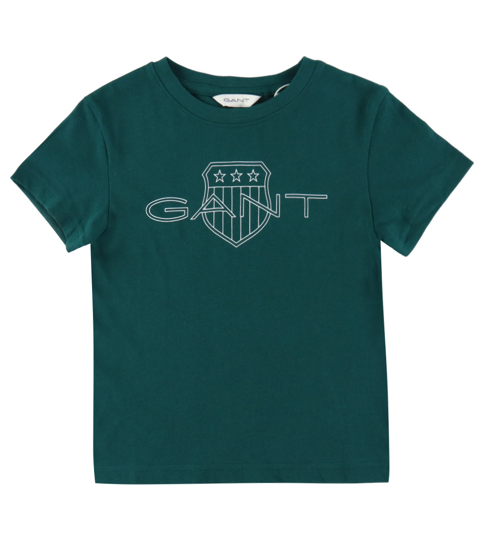 GANT T-skjorte - Avslappet kontrast Shield - Deep Forest