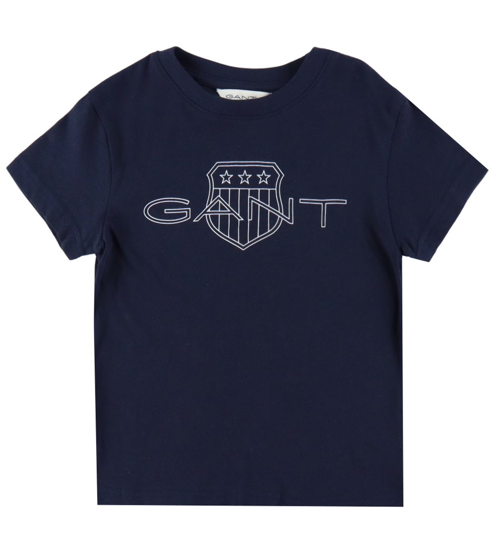 GANT T-skjorte - Avslappet kontrast Shield - Evening Blue