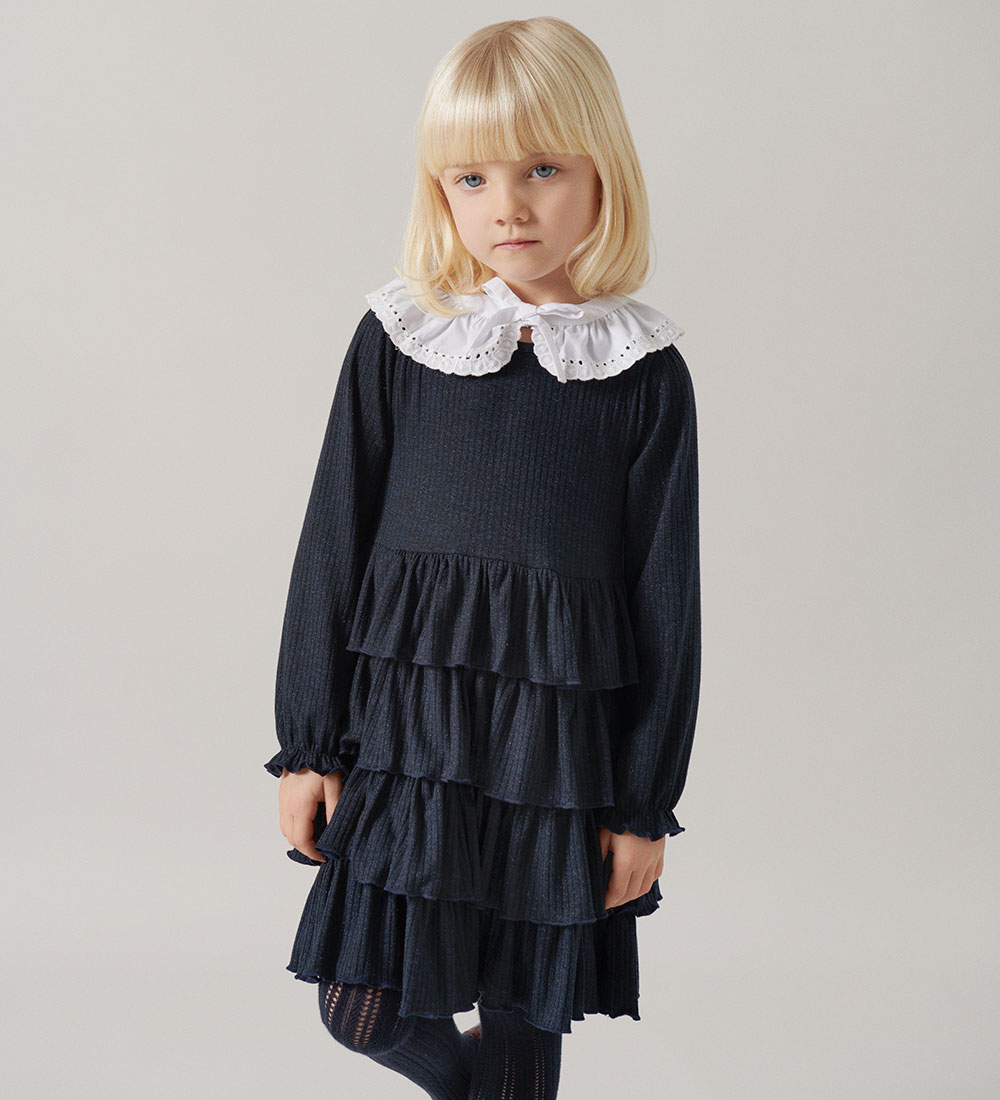 MarMar Dress - Rib - Disan - Dark Night w. Glitter