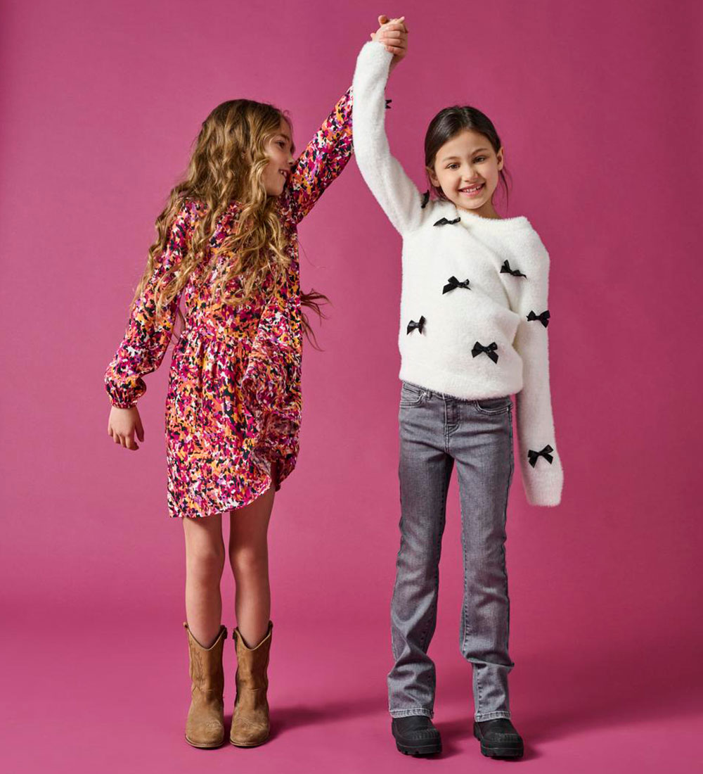 Kids Only Blouse - Knitted - KogPiumo - Cloud Dancer/Black Bows