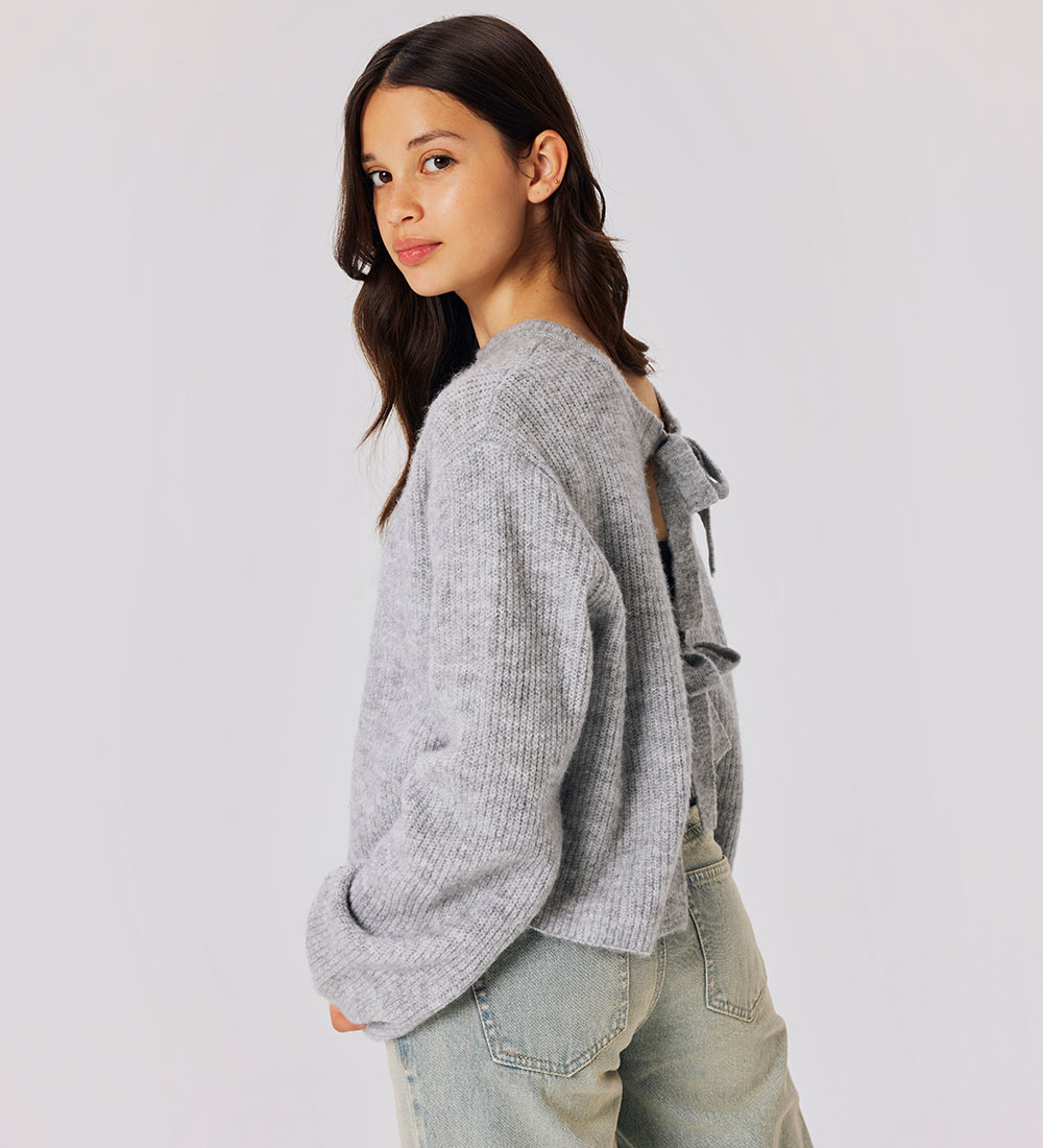 LMTD Blouse - Knitted - NlfBowBack- Light Grey Melange