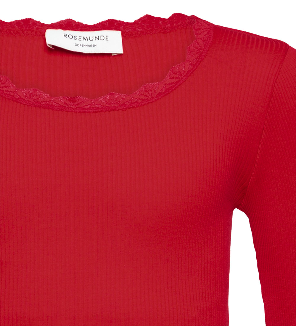 Rosemunde Bluse - Beatha - Rib - Purpur m. Spitze