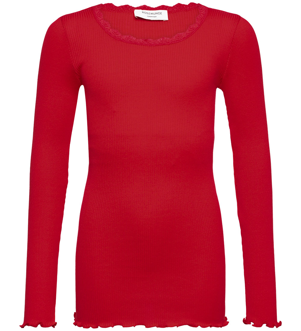 Rosemunde Bluse - Beatha - Rib - Purpur m. Spitze