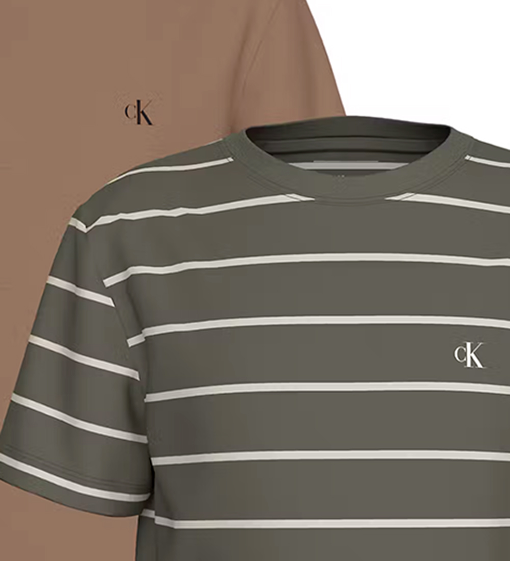 Calvin Klein T-shirts - 2-Pack - Tea Time/Dusty Olive Stripes