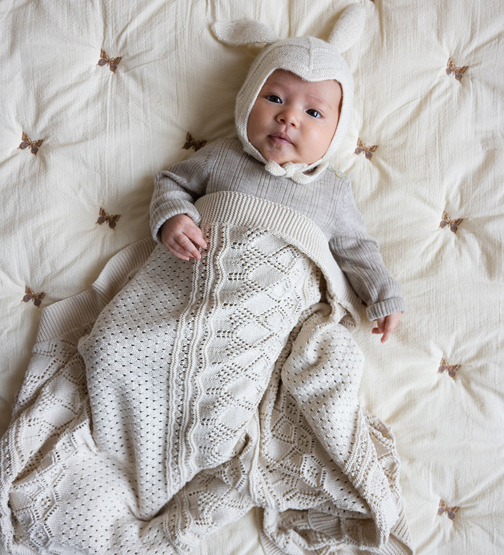 Cam Cam Baby Blanket - Knitted - Pointelle - Off White