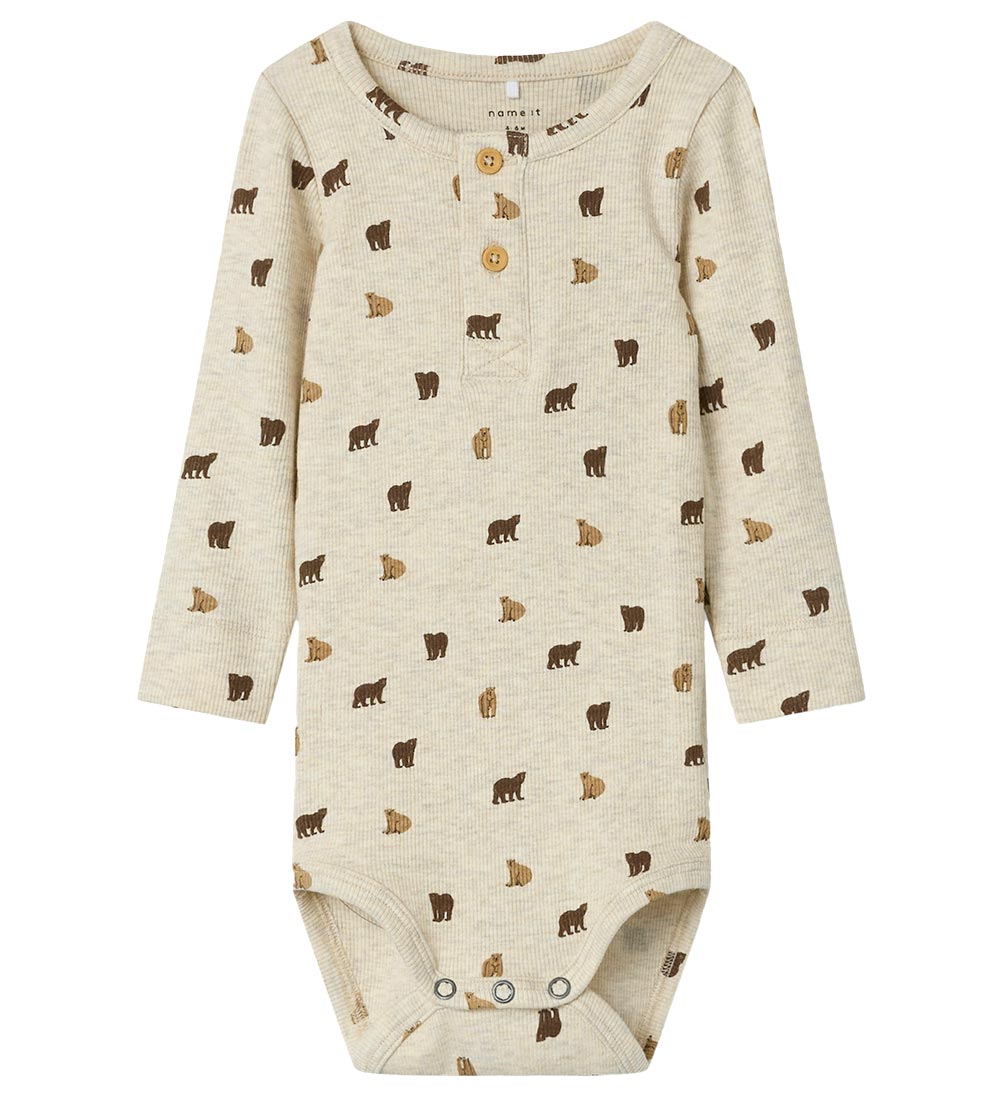 Name It Bodysuit L/Æ - NbmDabu - Peyote Melange/Bear