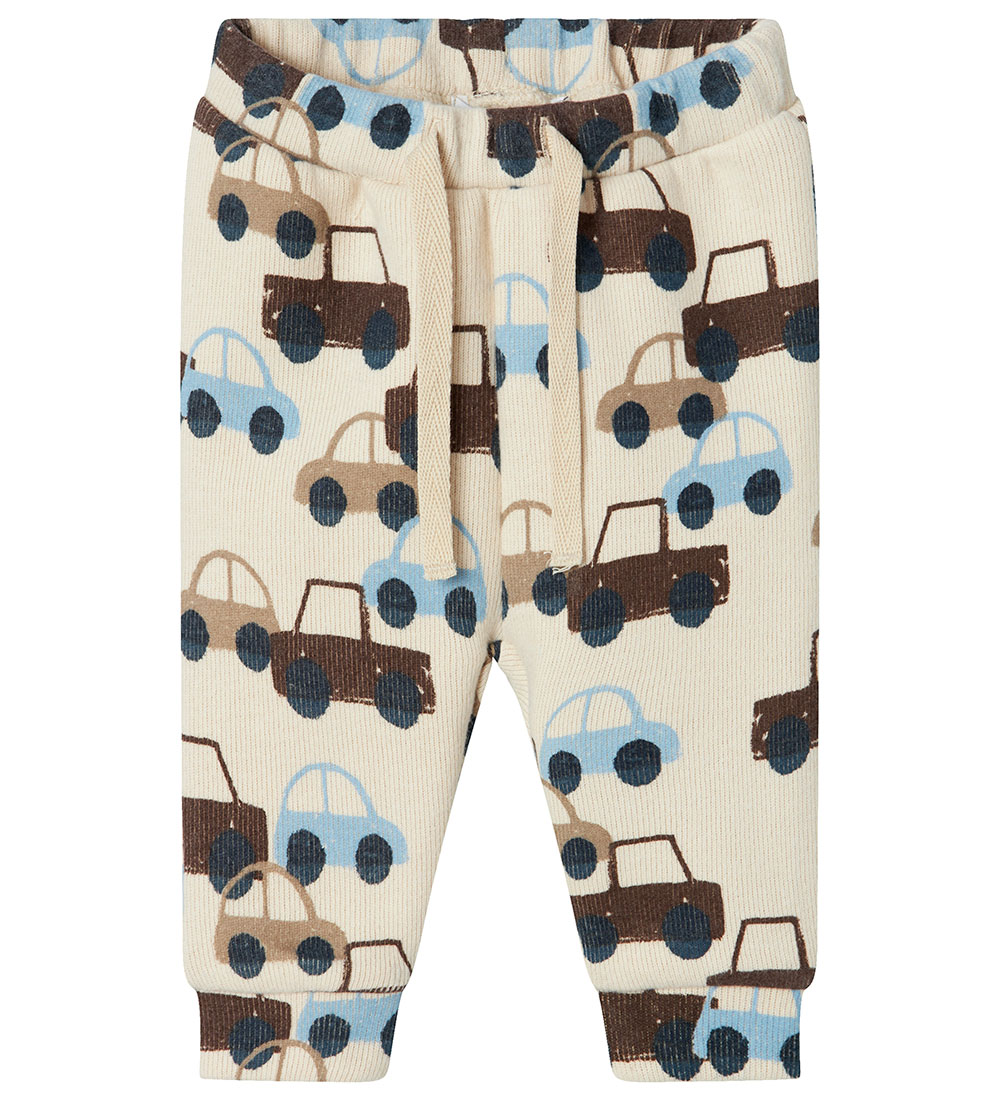 Name It Trousers - Rib - NbmSacar - Summer Sand w. Cars