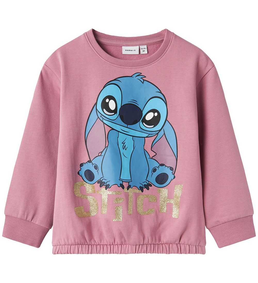 Sweat-shirt Name It - NmfNyra - Disney Stitch - Mauve Orchid av.
