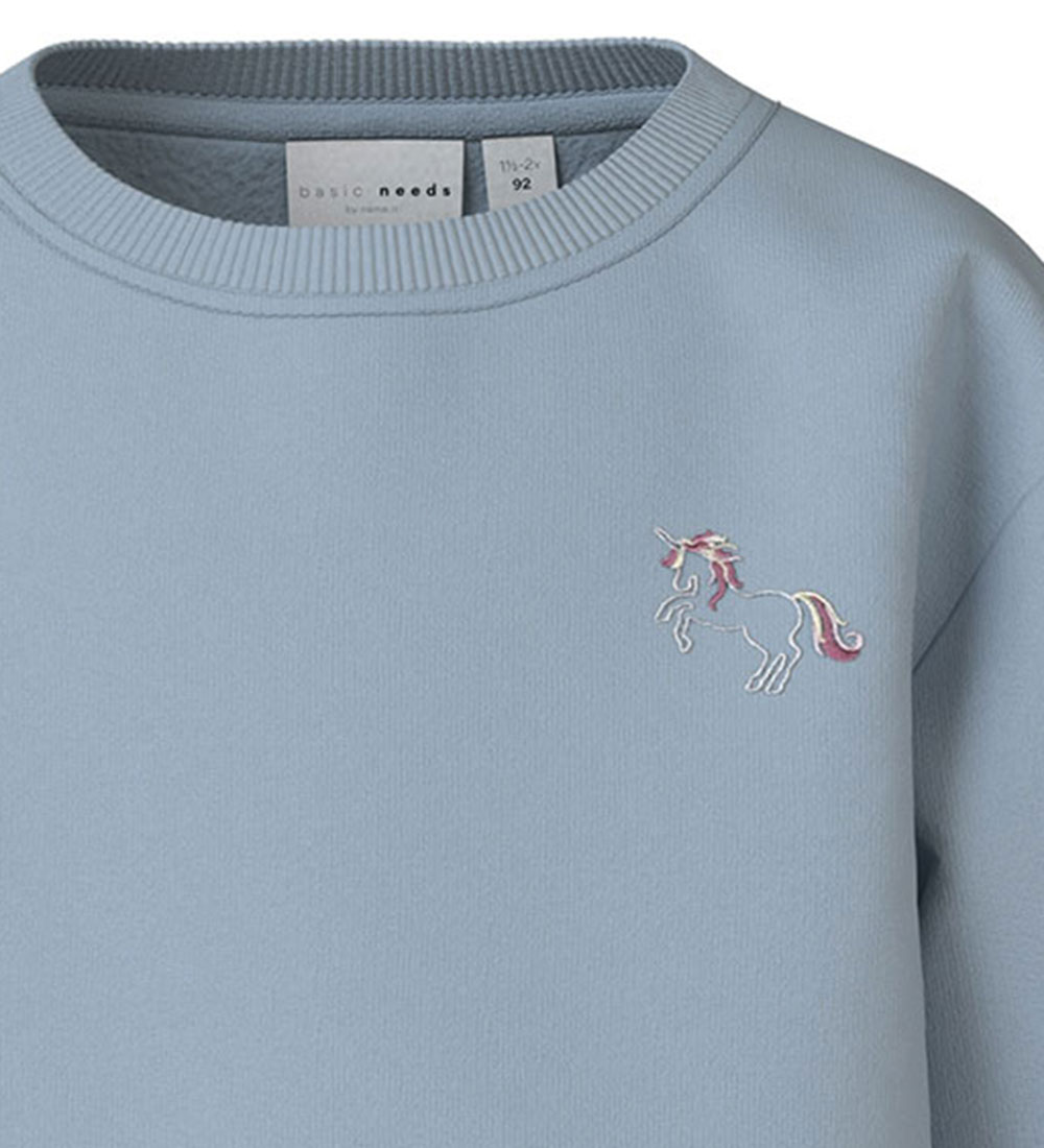 Name It Sweatshirt - NmfVallene - Subdued Blue/Unicorn
