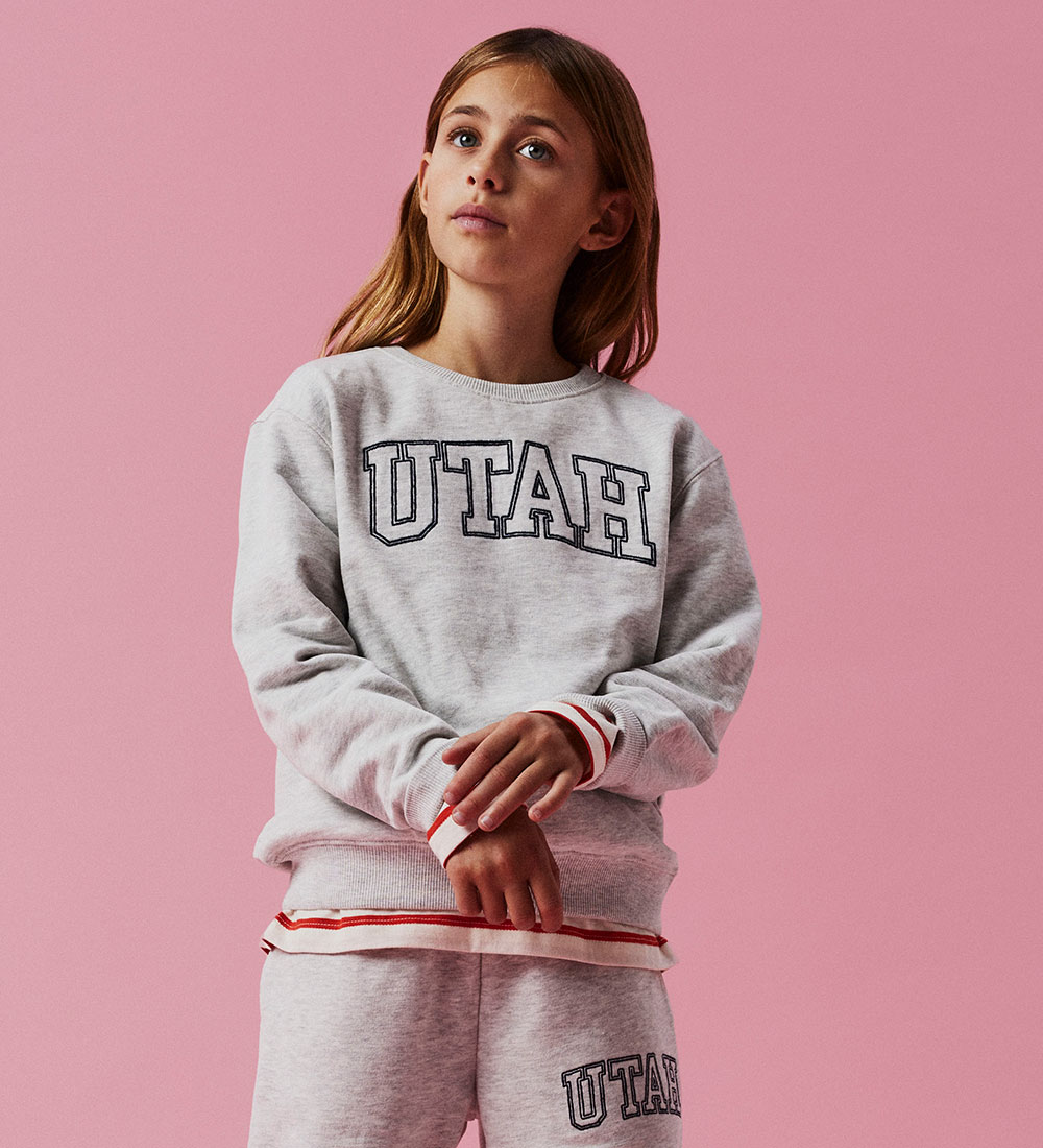 Name It Sweatshirt - NkfTaloy - Light Grey Melange m. Tryck