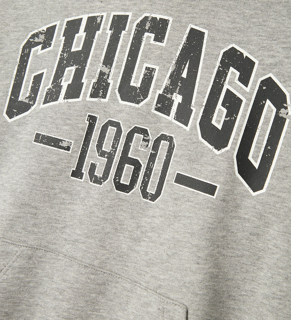 Name It Hoodie - NkmTeeddy - Grey Melange w. Print