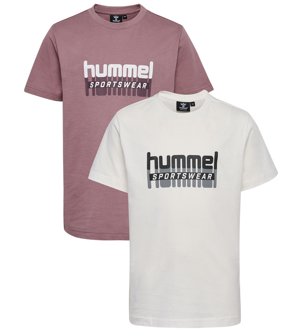 Hummel T-shirts - hmlTukas - 2-Pack - Twilight Mauve/Marshmallow