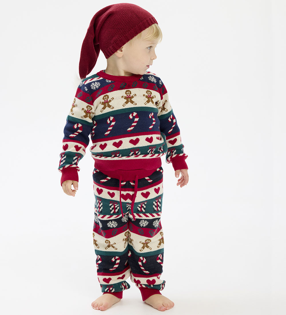 The New Siblings Trousers - TnsHoliday - Knitted - Red/Navy w. C
