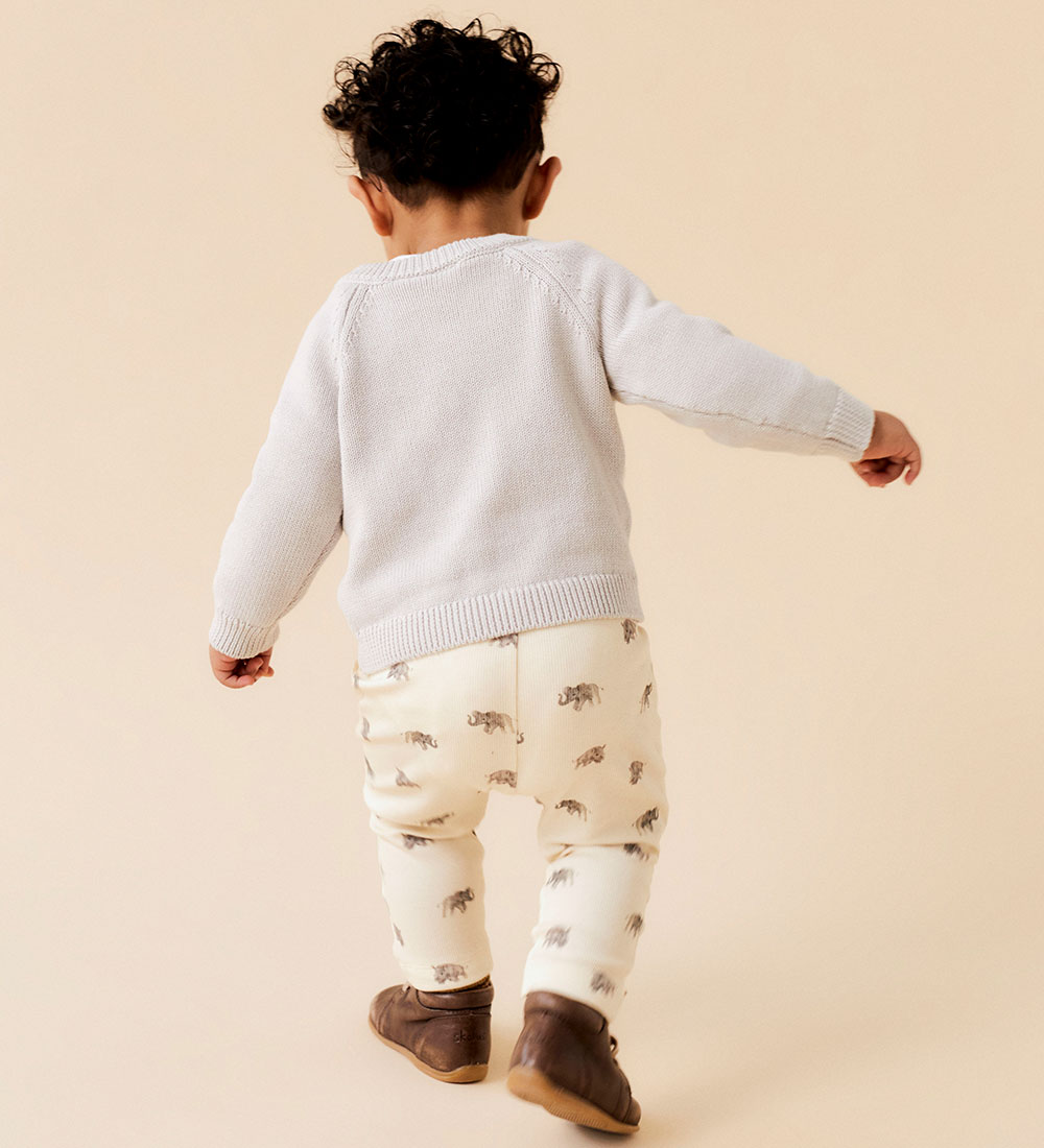 Lil' Atelier Hosen - Rib - NbmGavo - Turteltaube m. Print