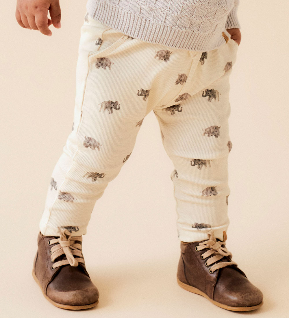 Lil' Atelier Hosen - Rib - NbmGavo - Turteltaube m. Print