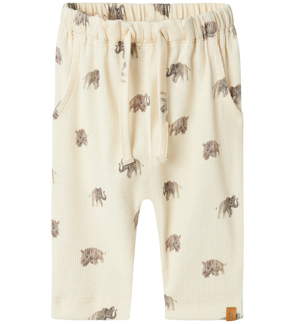 Lil' Atelier Hosen - Rib - NbmGavo - Turteltaube m. Print