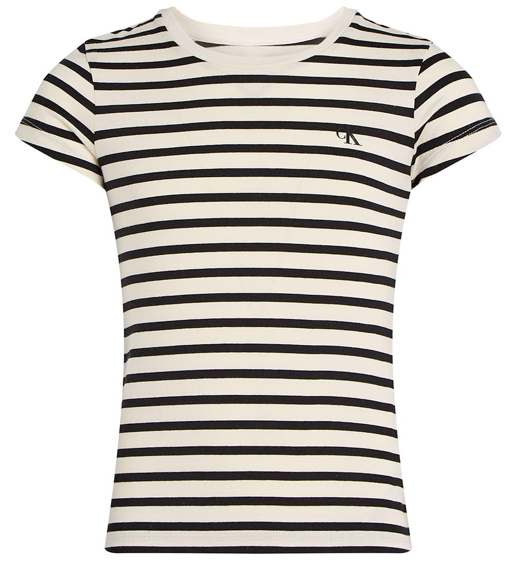 T-shirts Calvin Klein - 2 Pack - Stripe Mince - Tourterelle/Ck N