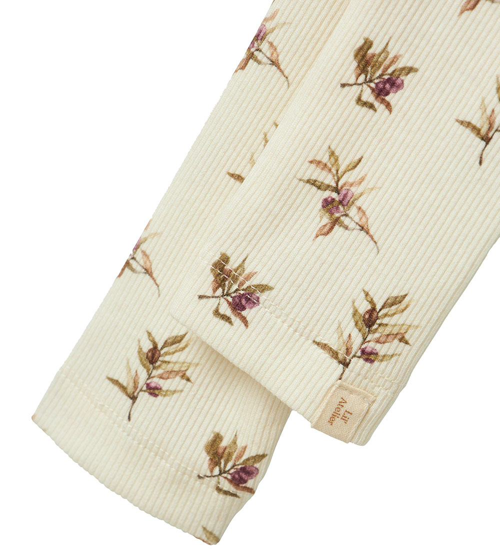 Lil' Atelier Leggings - Rib - NbfGavo - Turtledove/Olive