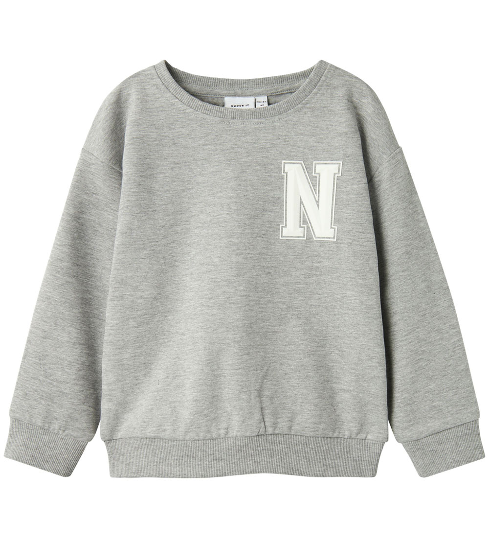 Sweat-shirt Name It - NmmTollo - Gris Chiné av. Blanc
