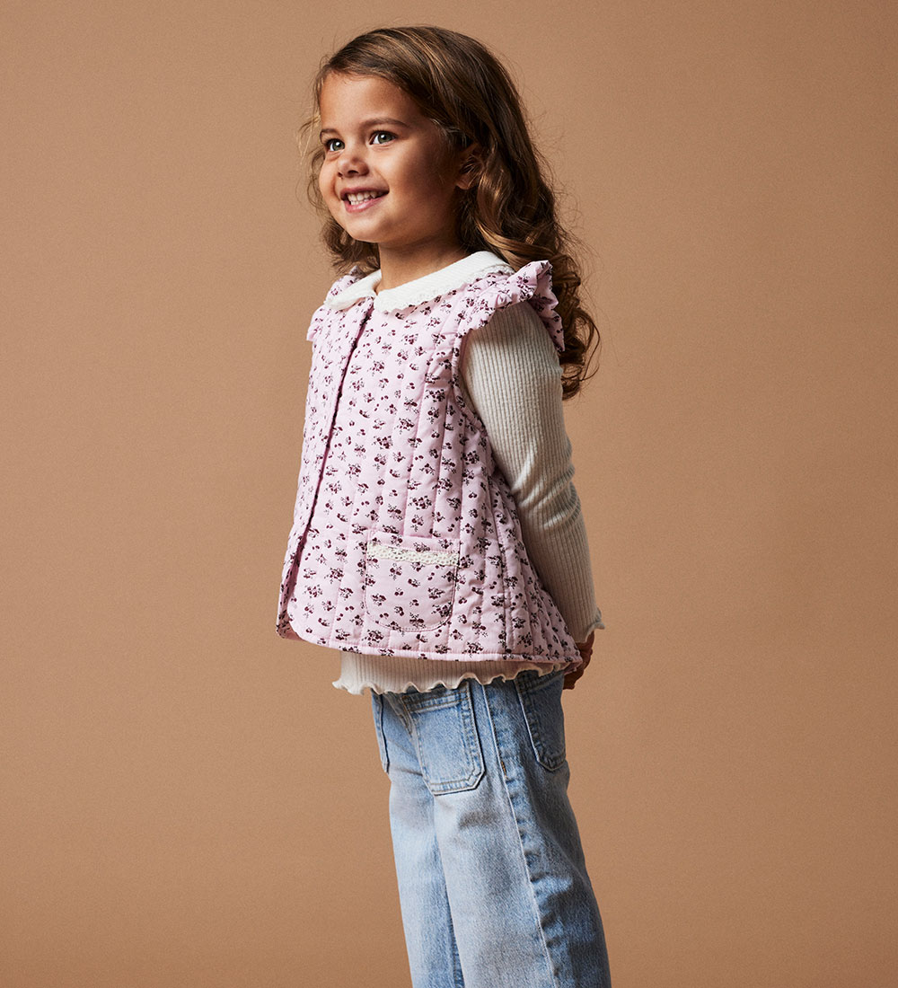 Name It Puffer Vest - NmfTetalia - Winsome Orchid w. Flowers