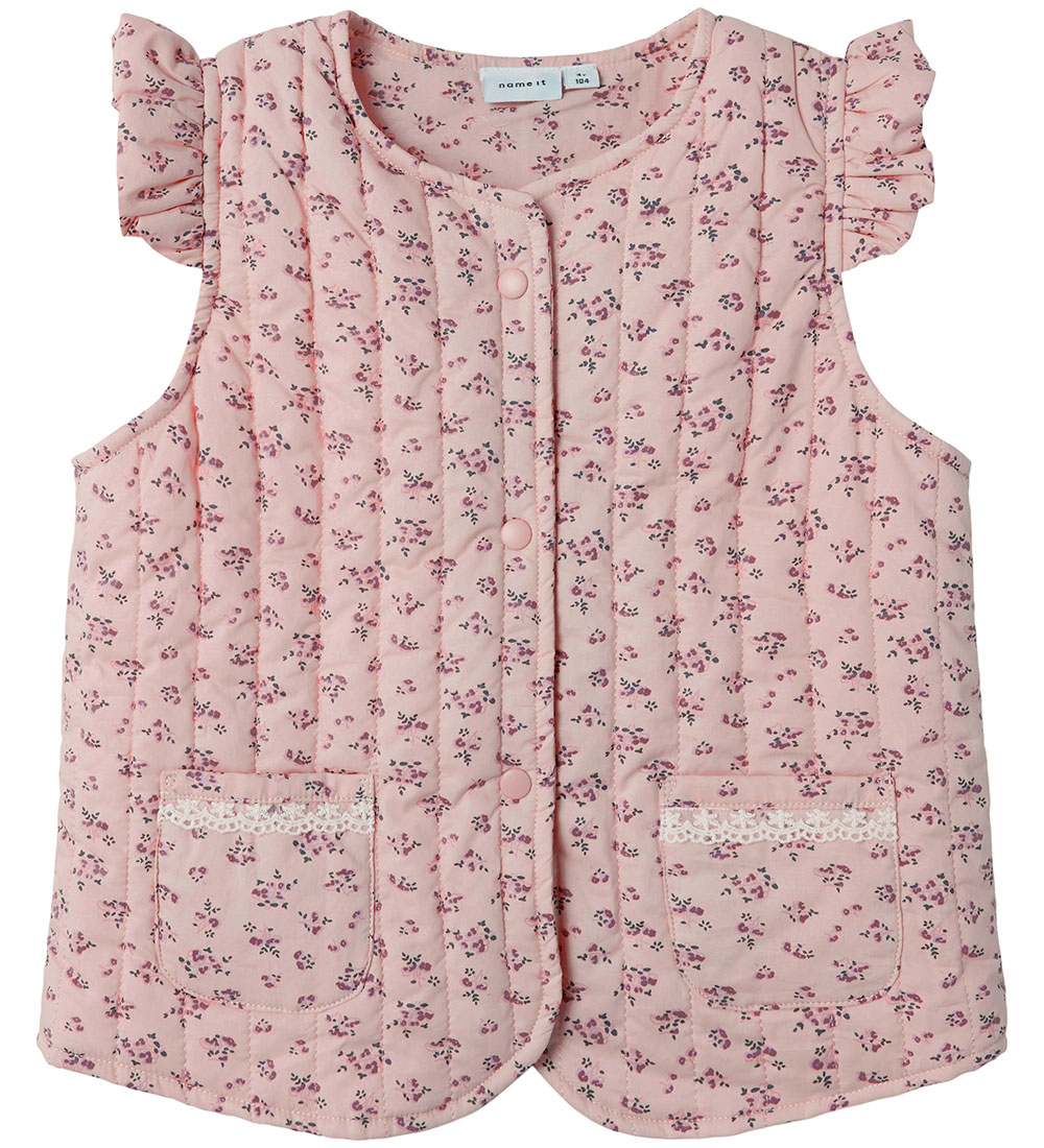Name It Puffer Vest - NmfTetalia - Winsome Orchid w. Flowers