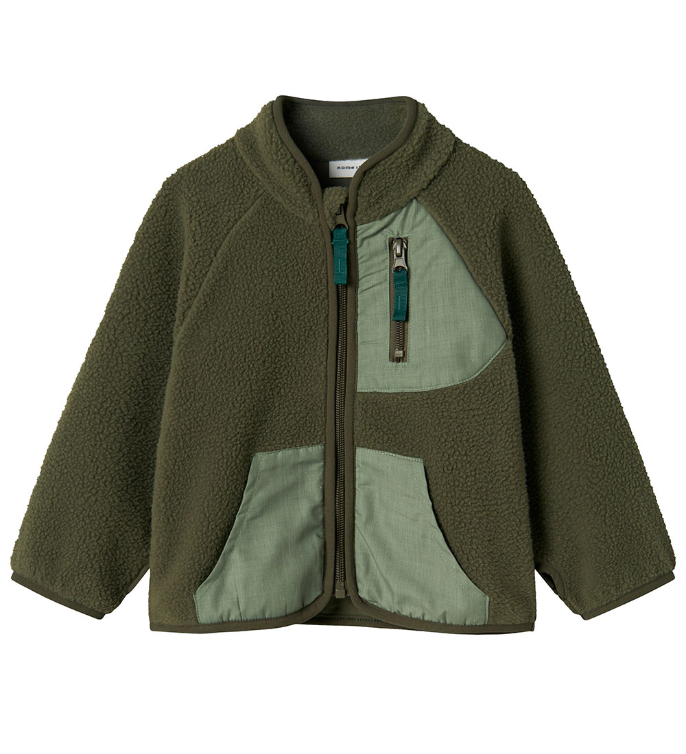 Name It Fleece Jacket - Teddy - NmmBuster - Dusty Olive