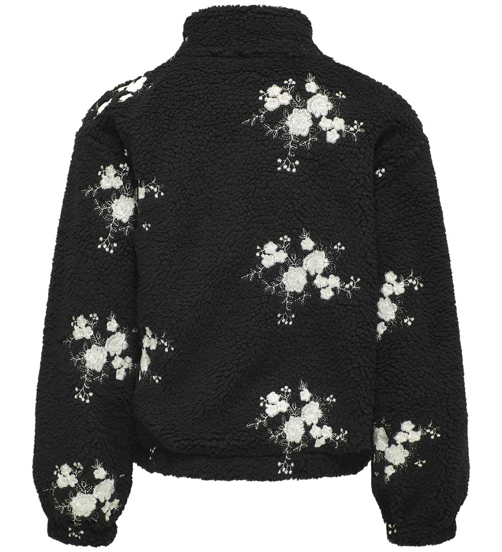 Kids Only Fleece Jacket - KogValentina - Black w. Flowers