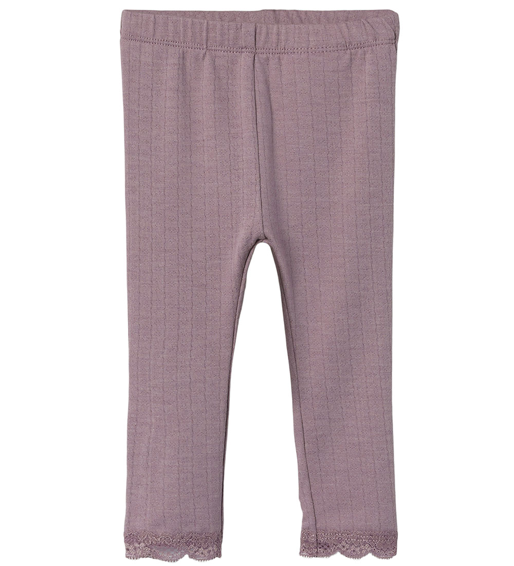 Name It Leggings - NbfTimian - Elderberry w. Pointelle