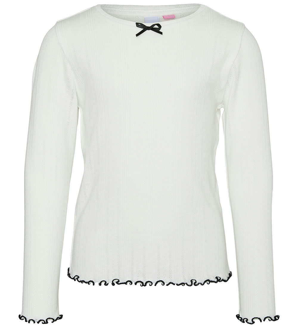 Vero Moda Girl Bluse - VmJulietta - Snow White/Black Kontrast