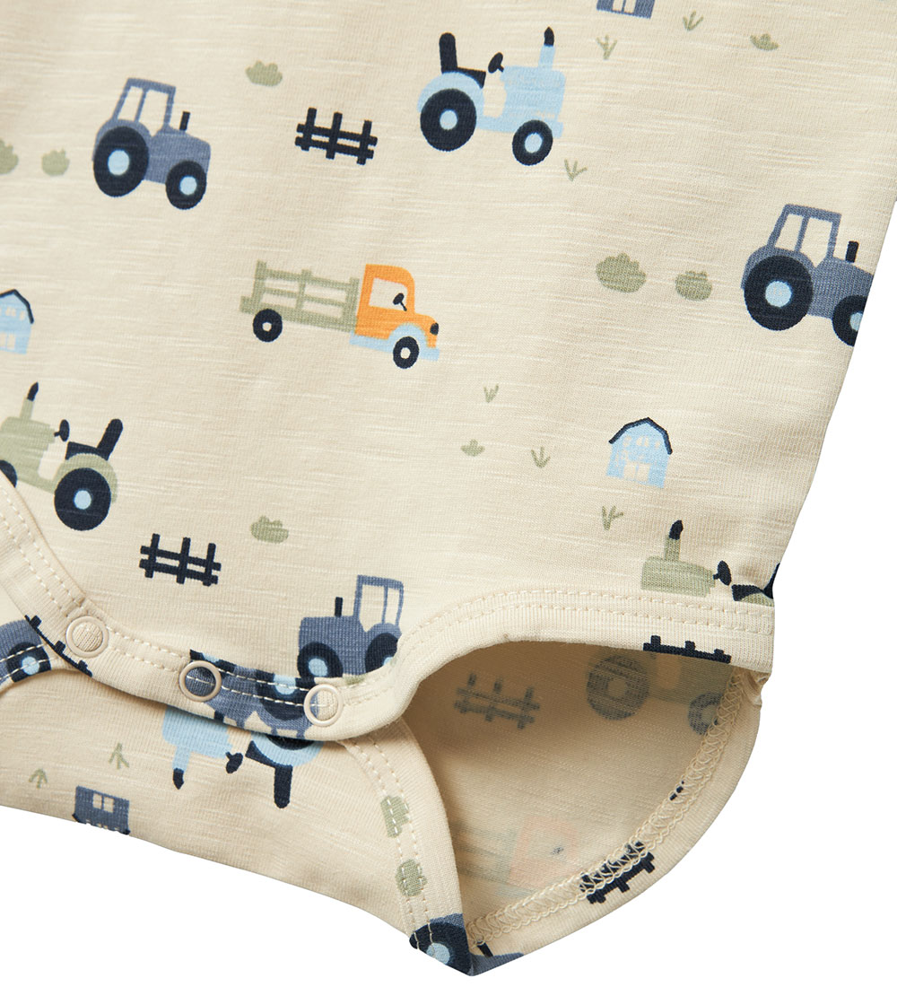 Name It Bodysuit L/Æ - NbmBassen - Summer Sand w. Tractors