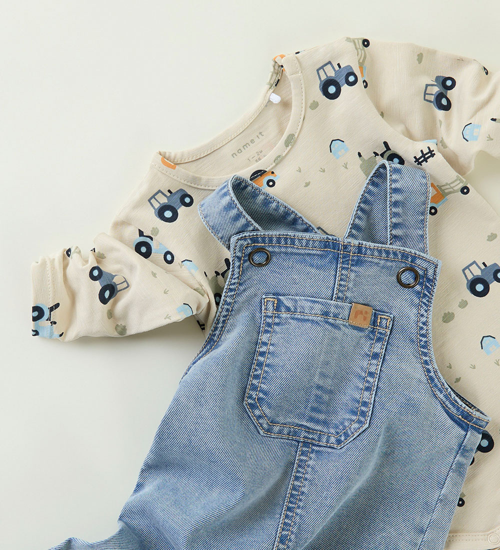 Name It Bodysuit L/Æ - NbmBassen - Summer Sand w. Tractors