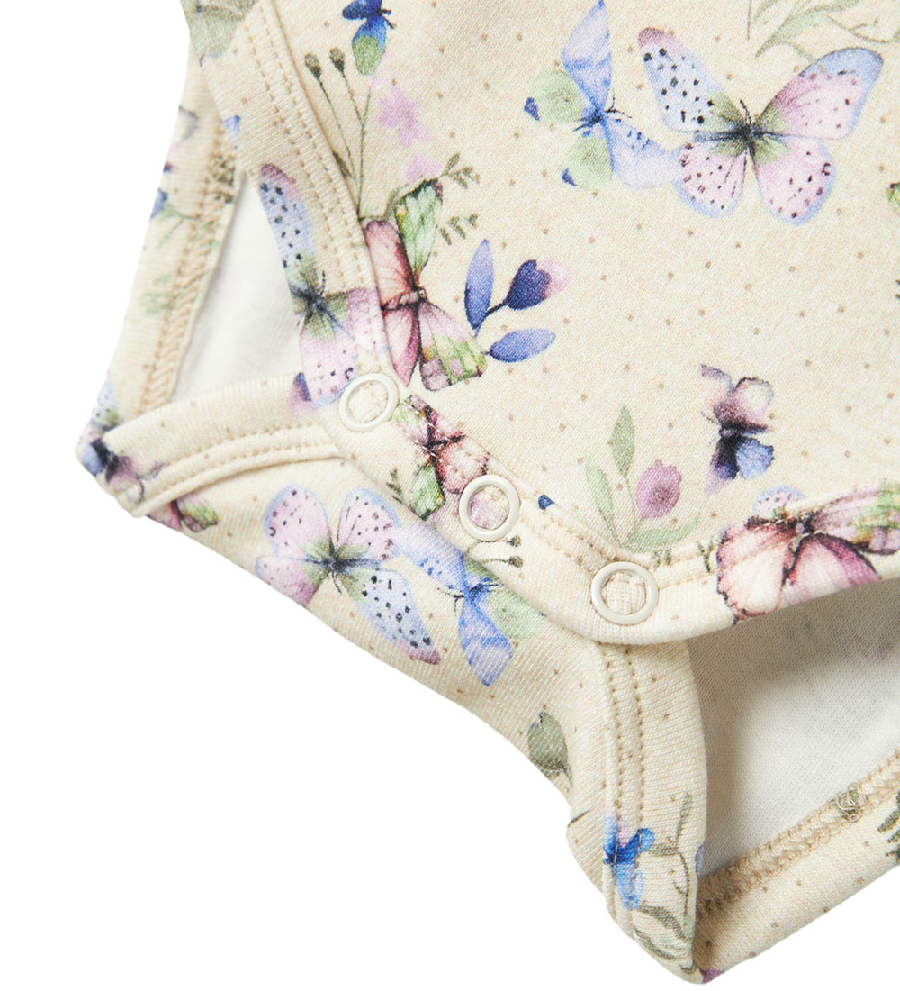 Name It Bodysuit L/Æ - NbfBela - Peyote Melange w. Butterflies