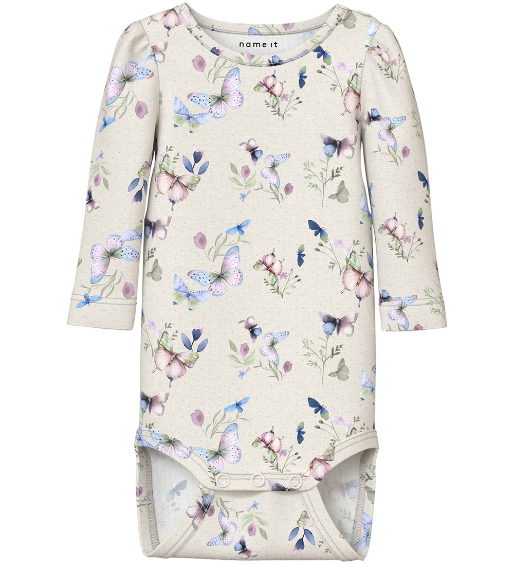 Name It Bodysuit L/Æ - NbfBela - Peyote Melange w. Butterflies
