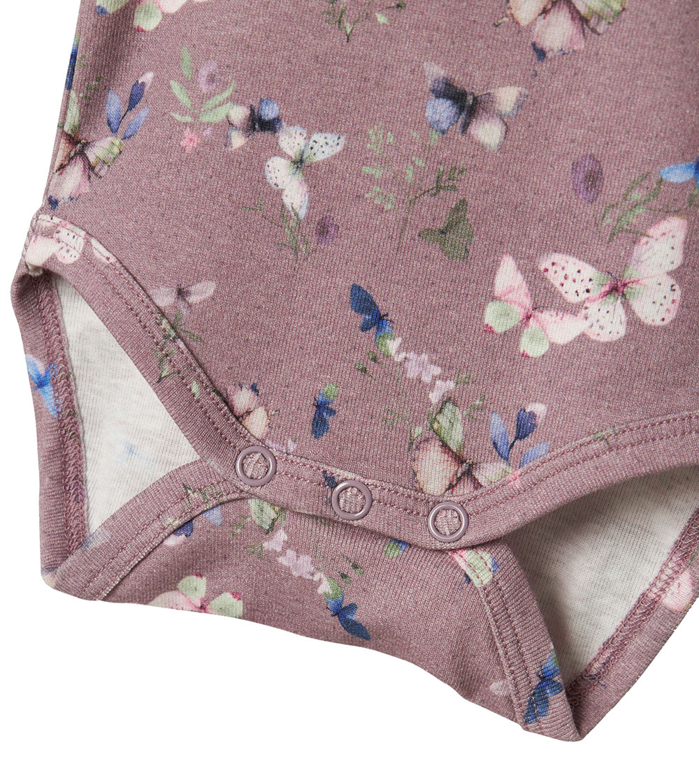 Name It Bodysuit L/Æ - NbfBela - Elderberry w. Butterflies