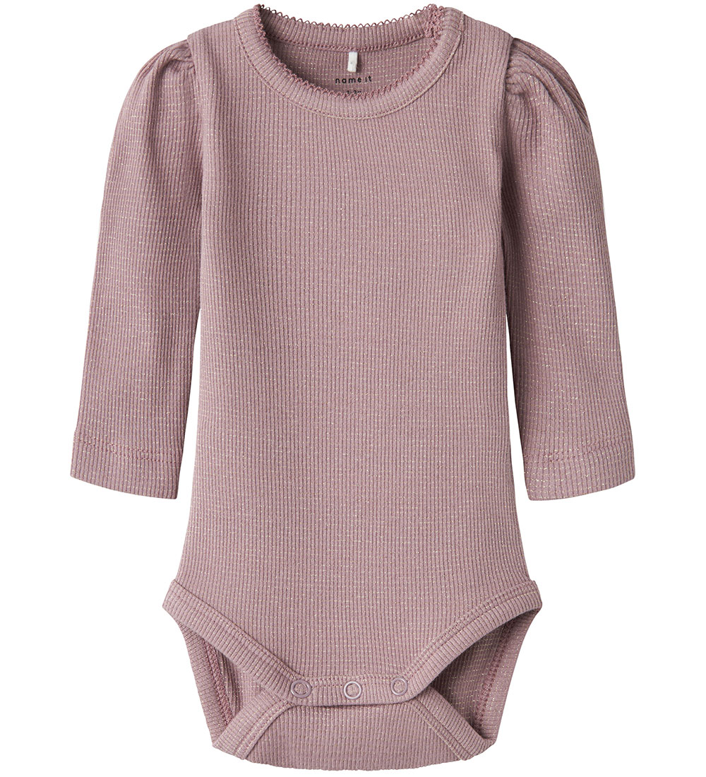 Name It Romper L/Æ - NbfBinnie - Elderberry m. Mica-ruiten