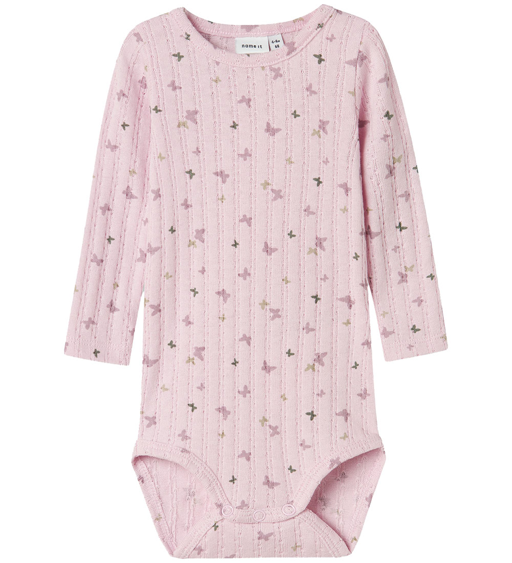 Name It Bodysuit L/Æ - Nbfbilia - Winsome Orchid w. Butterflies