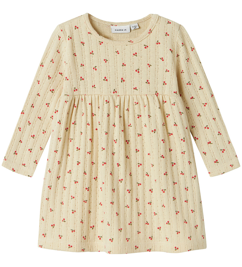 Name It Kleid - NbfBilia - Summer Sand m. Kirsche