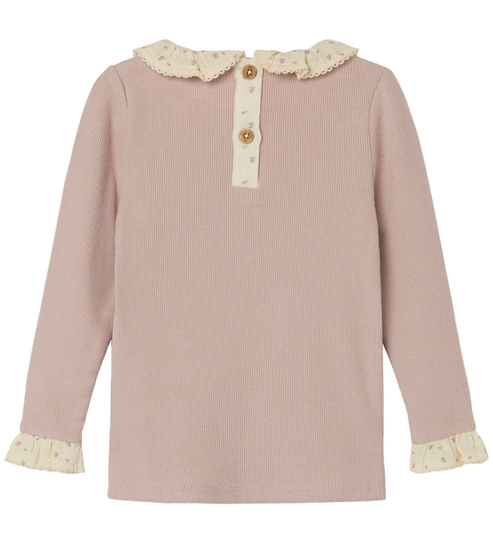 Blouse Lil' Atelier - Rib - NmfTrine - Shadow Gris av. Froufrous