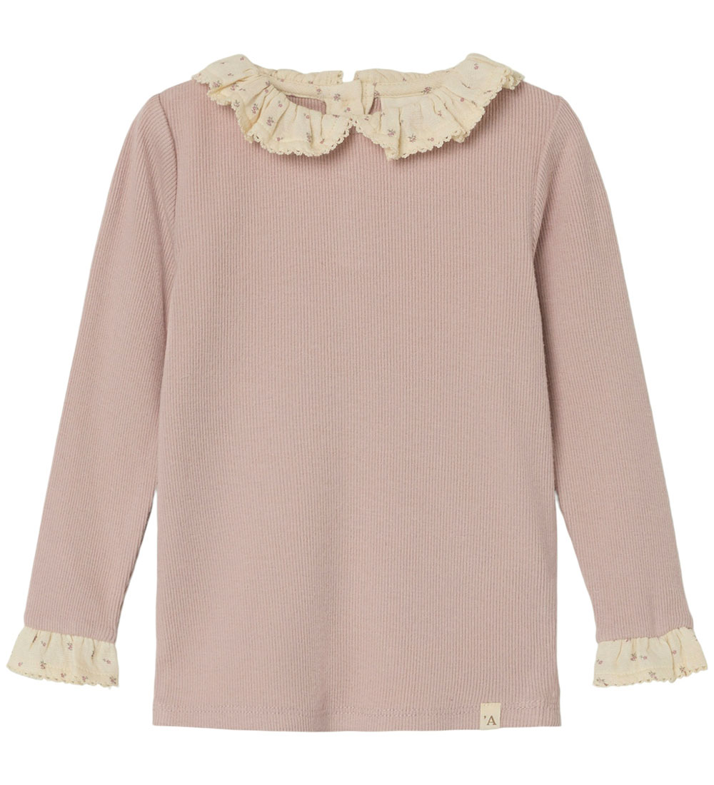 Blouse Lil' Atelier - Rib - NmfTrine - Shadow Gris av. Froufrous