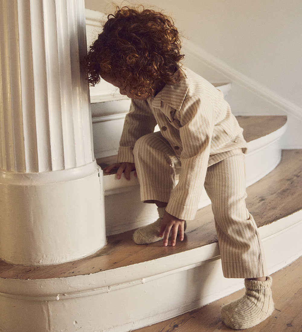 Lil' Atelier Pyjama Set - 2 Parts - NmnSage - Turtledove w. Stri